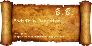 Bodzán Bertalan névjegykártya